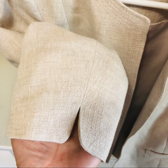 Talbots 100% Linen Open Jacket Blazer Size 4P - Picture 6 of 7